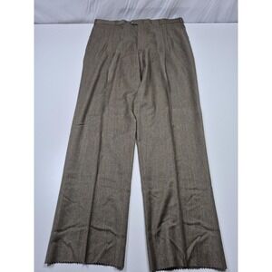 John Alexander Dress Pants Mens 42x36 Brown Wool Pleated Straight Unhemmed USA
